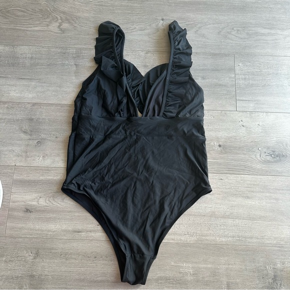 H&M Black one piece swim suit - v-neck - Picture 2 of 3